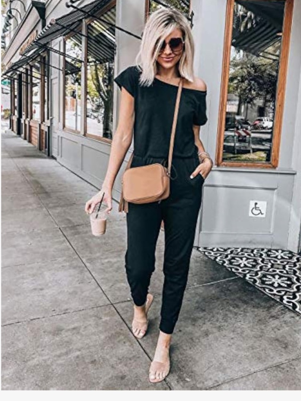 Black Women's off the shoulder jumpsuit